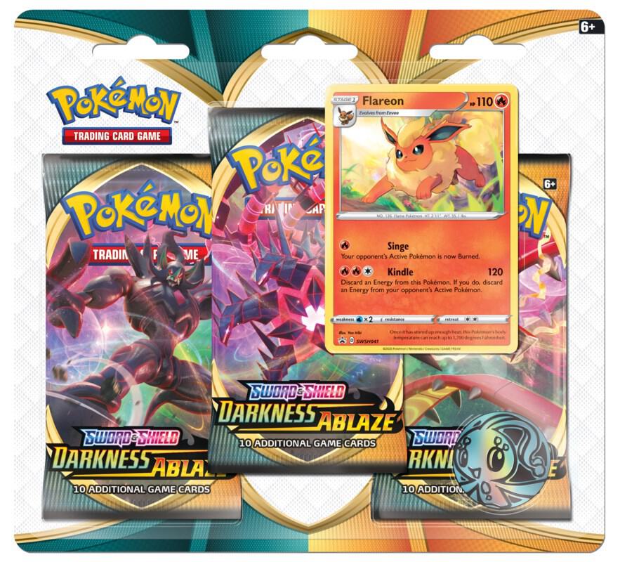 Darkness Ablaze 3 Pack Blister [Flareon], SWSH03: Darkness Ablaze P216858