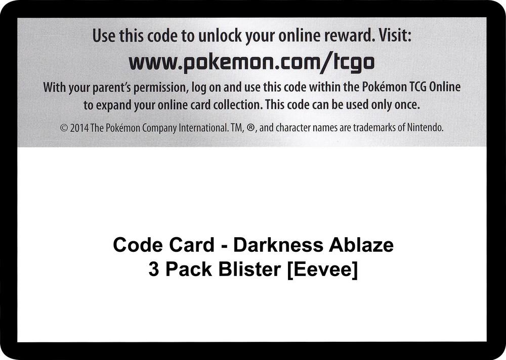 Code Card - Darkness Ablaze 3 Pack Blister [Eevee], SWSH03: Darkness Ablaze P251510