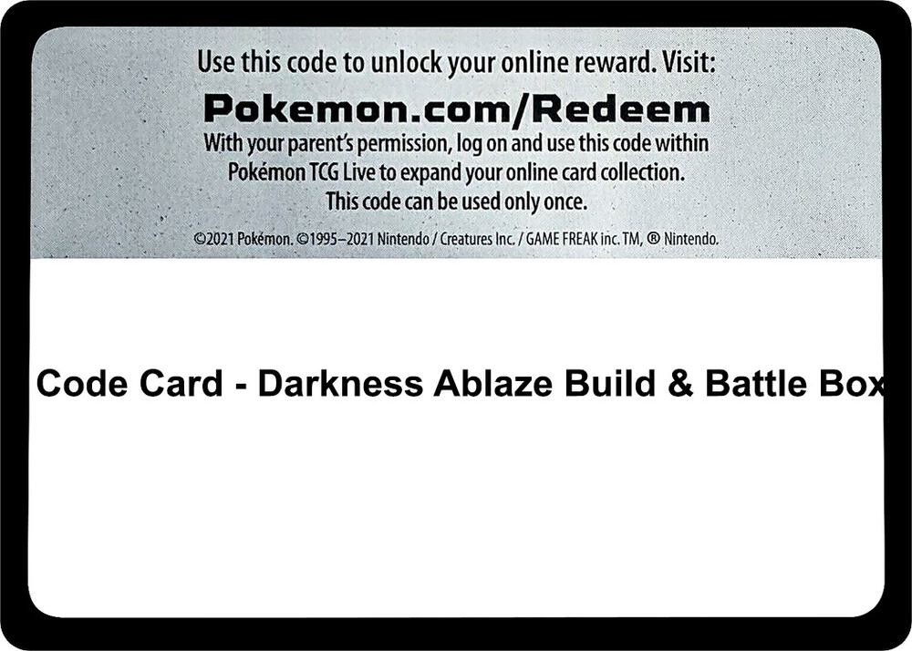 Code Card - Darkness Ablaze Build & Battle Box, SWSH03: Darkness Ablaze P251515