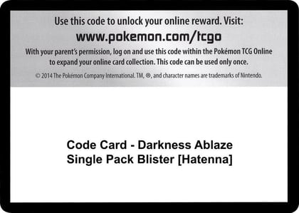 Code Card - Darkness Ablaze Single Pack Blister [Hatenna], SWSH03: Darkness Ablaze P251521