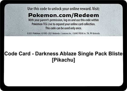 Code Card - Darkness Ablaze Single Pack Blister [Pikachu], SWSH03: Darkness Ablaze P251523