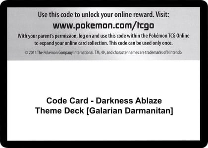 Code Card - Darkness Ablaze Theme Deck [Galarian Darmanitan], SWSH03: Darkness Ablaze P251527
