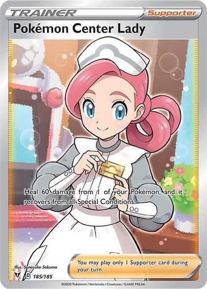 Pokemon Center Lady (Full Art), SWSH04: Vivid Voltage 185/185