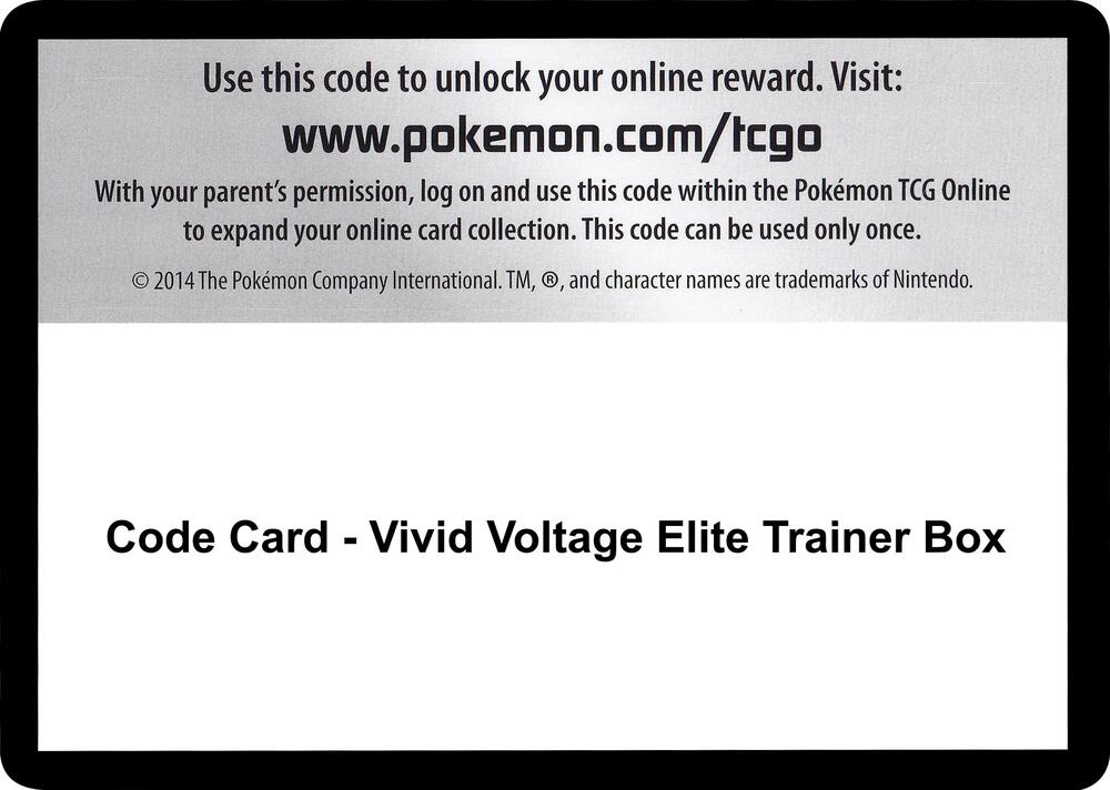 Code Card - Vivid Voltage Elite Trainer Box, SWSH04: Vivid Voltage P252532