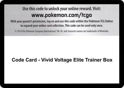 Code Card - Vivid Voltage Elite Trainer Box, SWSH04: Vivid Voltage P252532