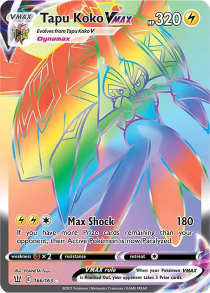 Tapu Koko VMAX (Secret), SWSH05: Battle Styles 166/163