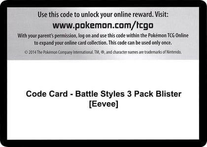 Code Card - Battle Styles 3 Pack Blister [Eevee], SWSH05: Battle Styles P251477