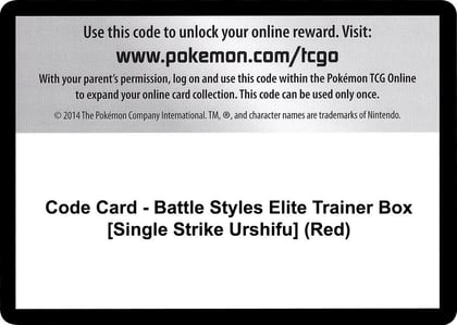Code Card - Battle Styles Elite Trainer Box [Single Strike Urshifu] (Red), SWSH05: Battle Styles P251486