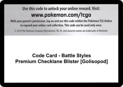 Code Card - Battle Styles Premium Checklane Blister [Golisopod], SWSH05: Battle Styles P251494