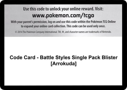 Code Card - Battle Styles Single Pack Blister [Arrokuda], SWSH05: Battle Styles P251499