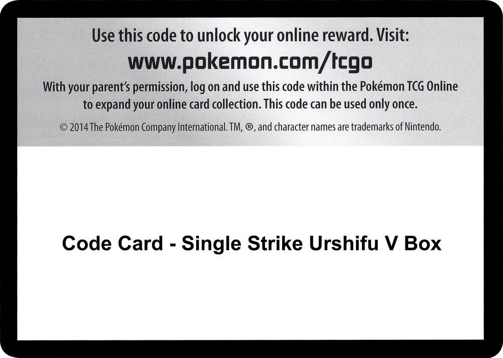 Code Card - Single Strike Urshifu V Box, SWSH05: Battle Styles P251514