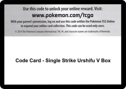 Code Card - Single Strike Urshifu V Box, SWSH05: Battle Styles P251514