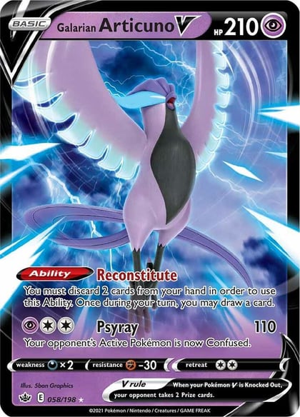 Galarian Articuno V, SWSH06: Chilling Reign 058/198