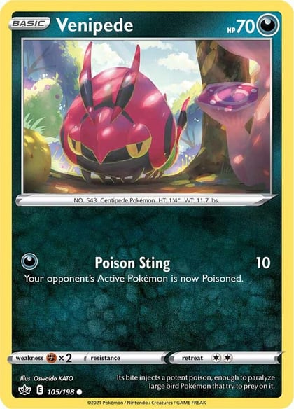 Venipede, SWSH06: Chilling Reign 105/198