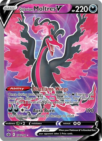 Galarian Moltres V (Full Art), SWSH06: Chilling Reign 176/198