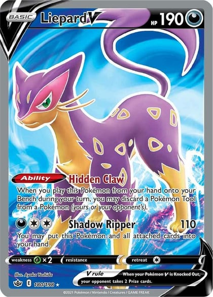 Liepard V (Full Art), SWSH06: Chilling Reign 180/198