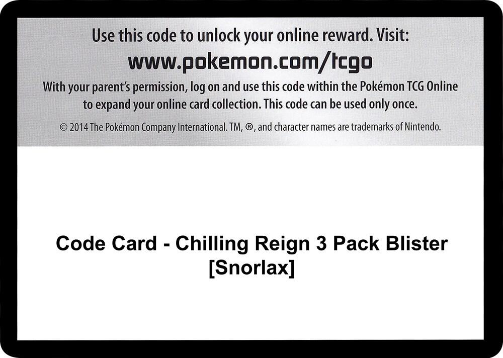 Code Card - Chilling Reign 3 Pack Blister [Snorlax], SWSH06: Chilling Reign P251443