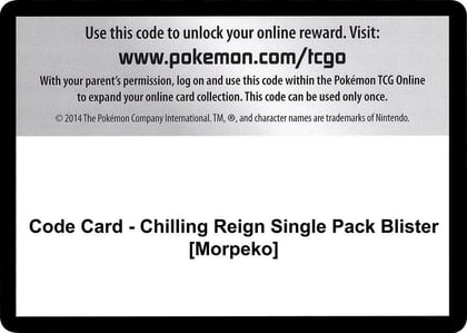 Code Card - Chilling Reign Single Pack Blister [Morpeko], SWSH06: Chilling Reign P251460