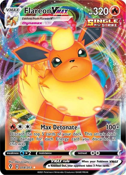 Flareon VMAX, SWSH07: Evolving Skies 018/203