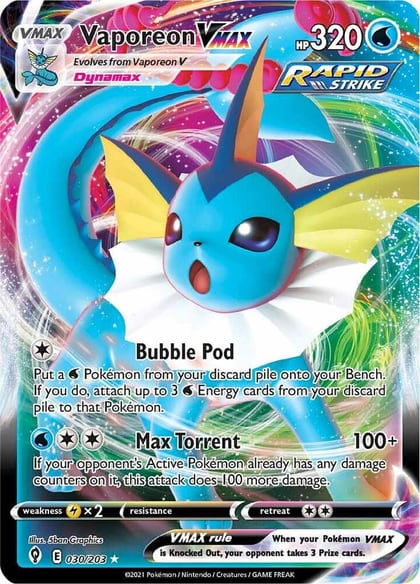 Vaporeon VMAX, SWSH07: Evolving Skies 030/203