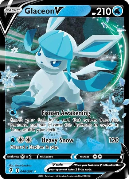 Glaceon V, SWSH07: Evolving Skies 040/203