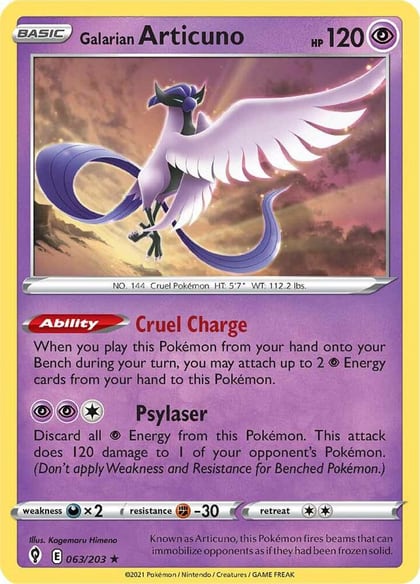 Galarian Articuno, SWSH07: Evolving Skies 063/203