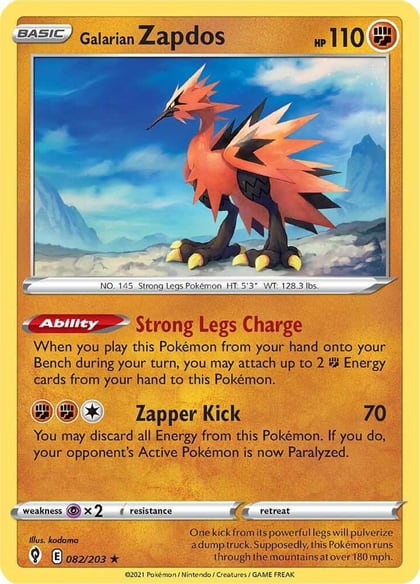 Galarian Zapdos, SWSH07: Evolving Skies 082/203