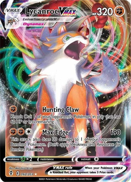 Lycanroc VMAX, SWSH07: Evolving Skies 092/203