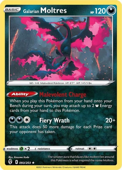 Galarian Moltres, SWSH07: Evolving Skies 093/203