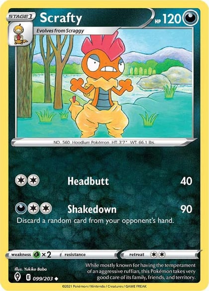 Scrafty, SWSH07: Evolving Skies 099/203