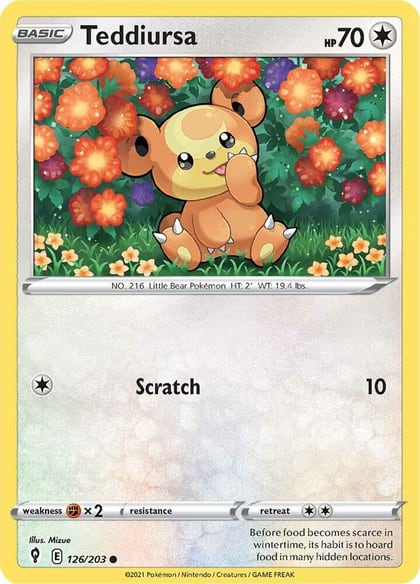 Teddiursa, SWSH07: Evolving Skies 126/203
