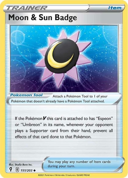 Moon & Sun Badge, SWSH07: Evolving Skies 151/203