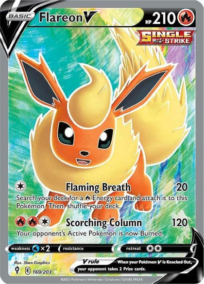Flareon V (Full Art), SWSH07: Evolving Skies 169/203