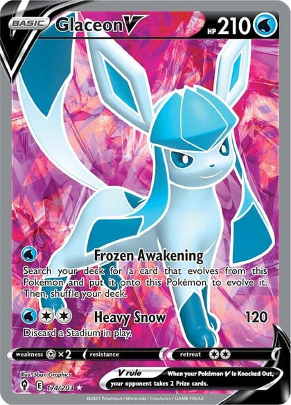 Glaceon V (Full Art), SWSH07: Evolving Skies 174/203