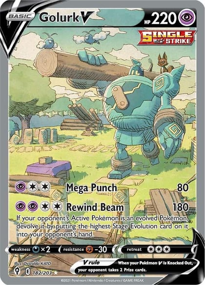 Golurk V (Alternate Full Art), SWSH07: Evolving Skies 182/203