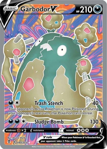 Garbodor V (Full Art), SWSH07: Evolving Skies 190/203