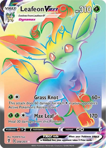 Leafeon VMAX (Secret), SWSH07: Evolving Skies 204/203