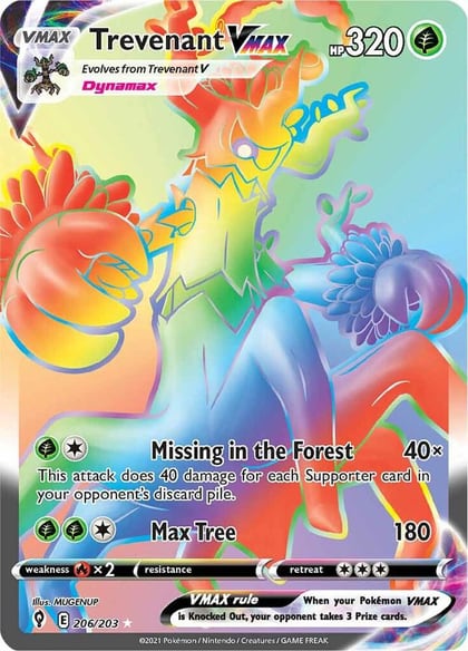 Trevenant VMAX (Secret), SWSH07: Evolving Skies 206/203