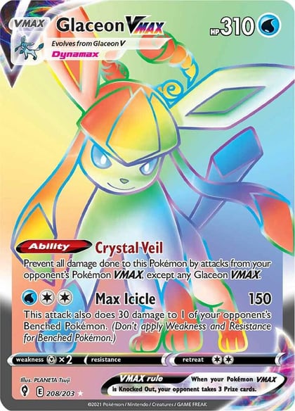 Glaceon VMAX (Secret), SWSH07: Evolving Skies 208/203
