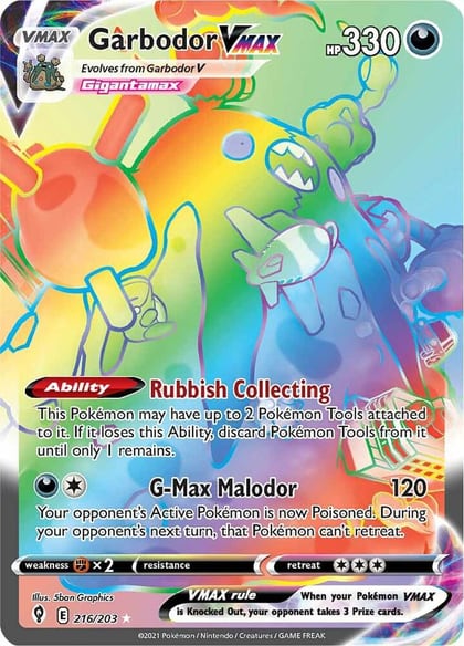 Garbodor VMAX (Secret), SWSH07: Evolving Skies 216/203