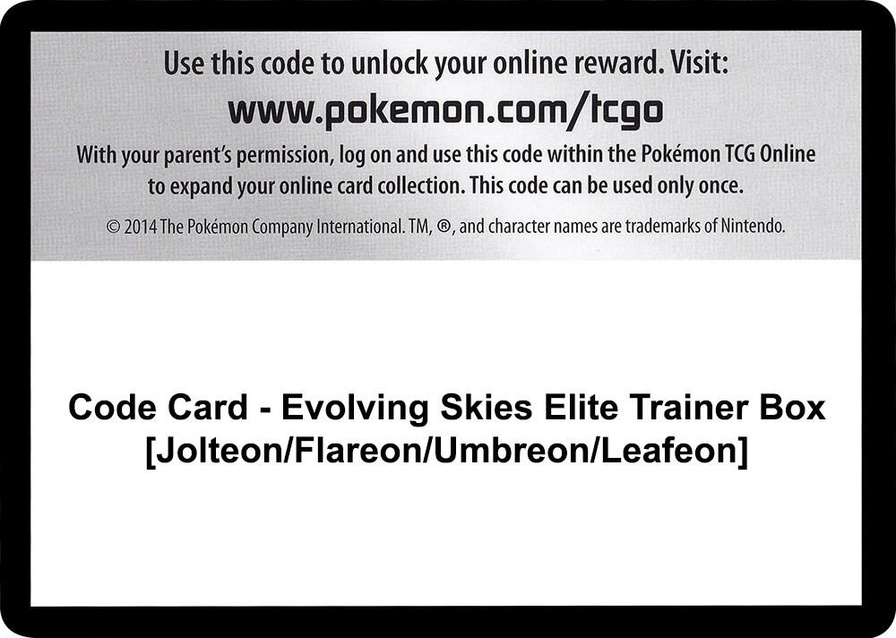 Code Card - Evolving Skies Elite Trainer Box [Jolteon/Flareon/Umbreon/Leafeon], SWSH07: Evolving Skies P248029