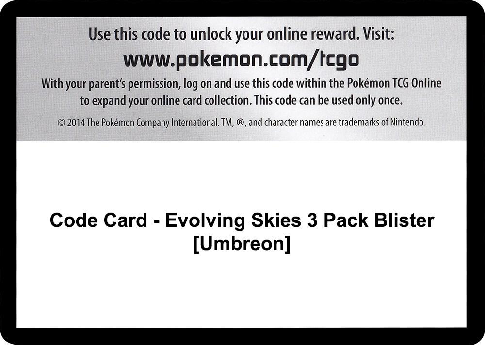 Code Card - Evolving Skies 3 Pack Blister [Umbreon], SWSH07: Evolving Skies P248032