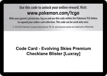 Code Card - Evolving Skies Premium Checklane Blister [Luxray], SWSH07: Evolving Skies P248036