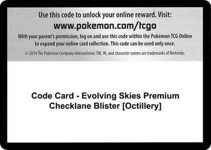 Code Card - Evolving Skies Premium Checklane Blister [Octillery], SWSH07: Evolving Skies P248039