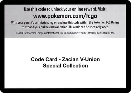 Code Card - Zacian V-UNION Special Collection, SWSH07: Evolving Skies P248041