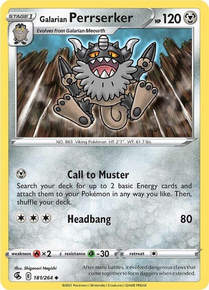 Galarian Perrserker, SWSH08: Fusion Strike 181/264
