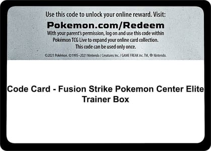 Code Card - Fusion Strike Pokemon Center Elite Trainer Box, SWSH08: Fusion Strike P256467