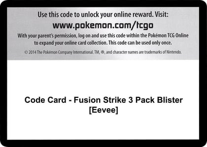 Code Card - Fusion Strike 3 Pack Blister [Eevee], SWSH08: Fusion Strike P257524