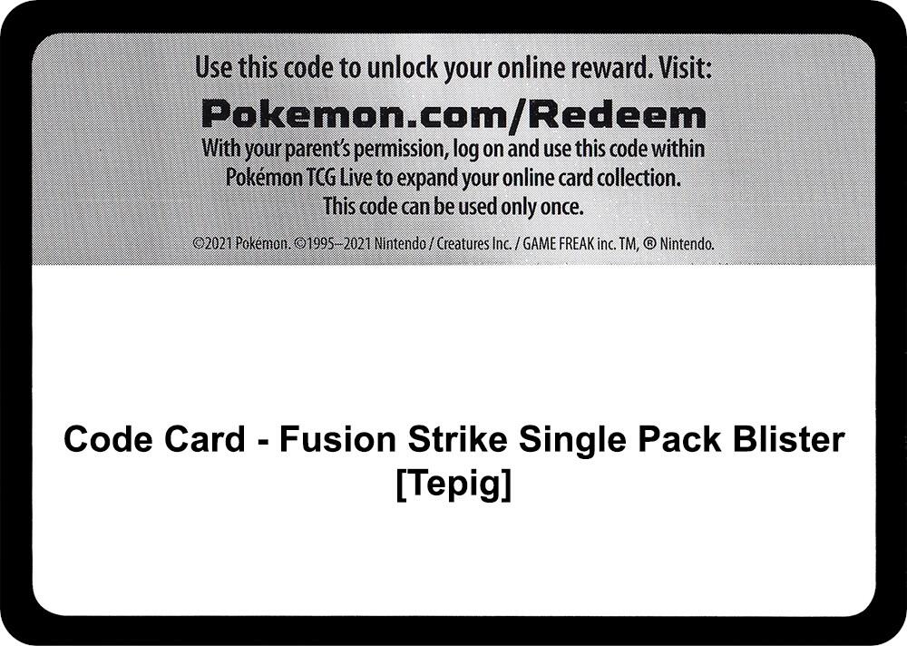 Code Card - Fusion Strike Single Pack Blister [Tepig], SWSH08: Fusion Strike P257533
