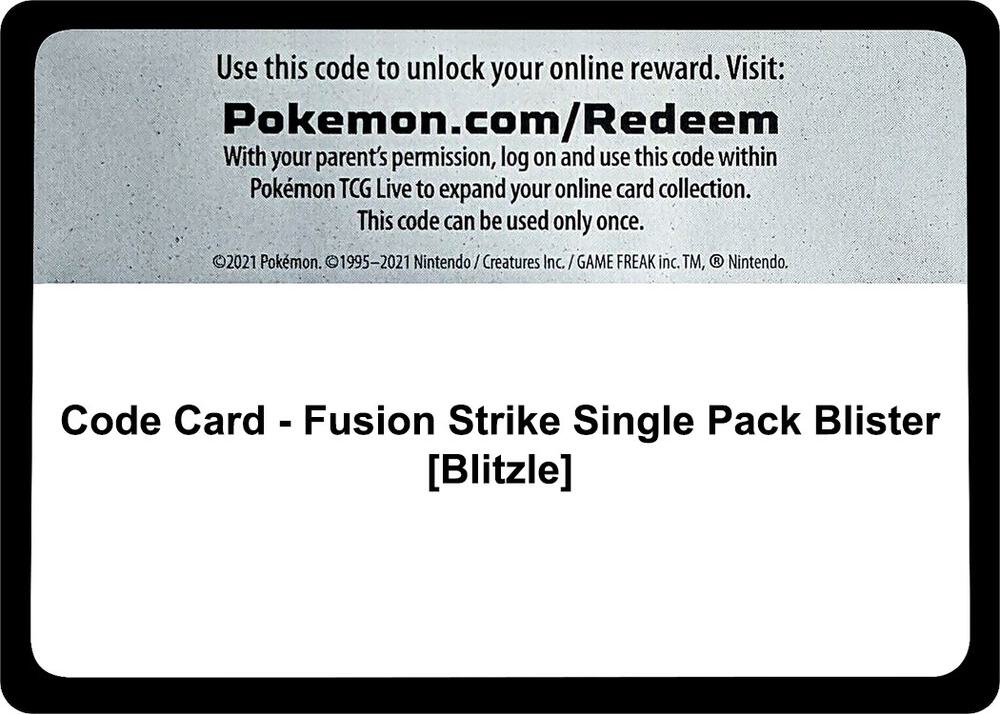 Code Card - Fusion Strike Single Pack Blister [Blitzle], SWSH08: Fusion Strike P267752